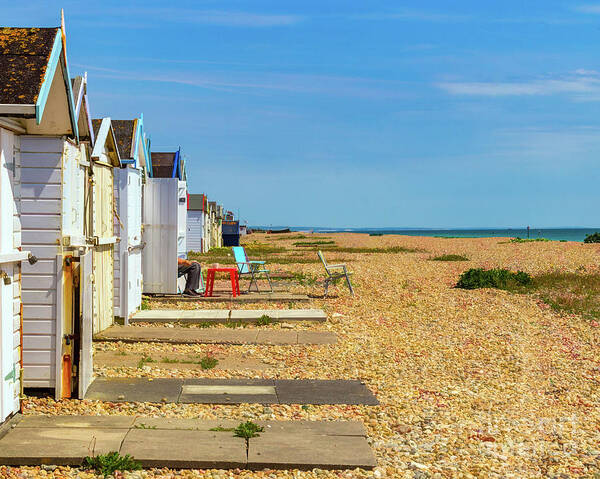 Beach Poster featuring the photograph Beach Huts on Worthing Beach by Roslyn Wilkins