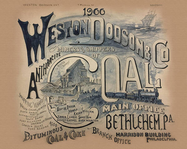Coal Poster featuring the painting Bethlehem-based Weston Dodson Coal Company by Unknown