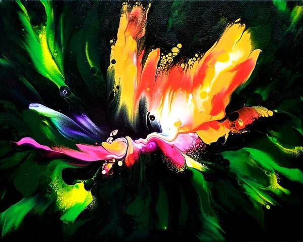 Abstract Poster featuring the painting Abstract Bird of Paradise by Sue Goldberg