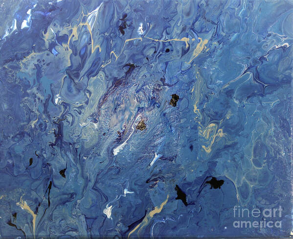 Abstract Poster featuring the painting Blue Ocean Acrylic Pour by Donna Walsh