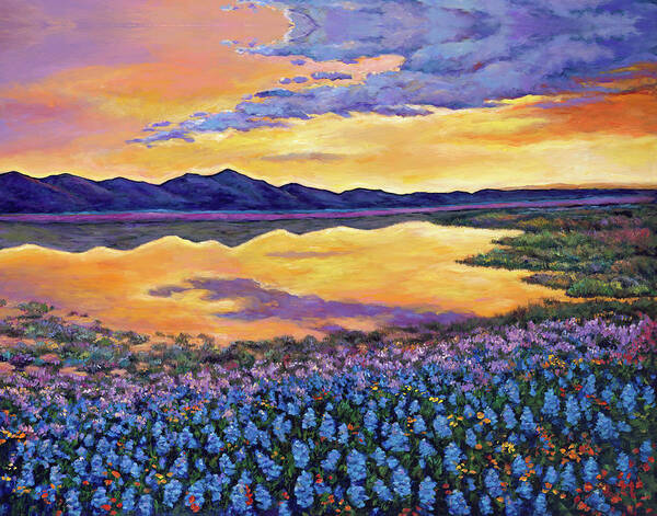 Southwestern Landscape Poster featuring the painting Bluebonnet Rhapsody by Johnathan Harris