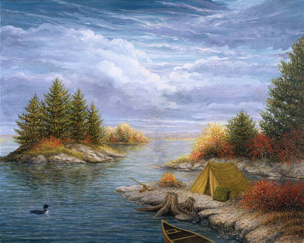 Tent Poster featuring the painting Camping On The Ottawa River by Kevin Dodds