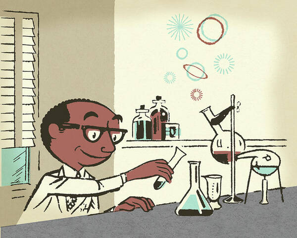 Adult Poster featuring the drawing Chemist Working in a Laboratory by CSA Images