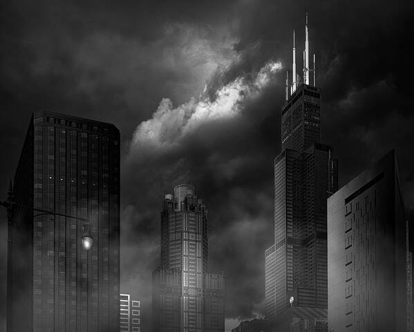 Cityscape Poster featuring the photograph Chicago Storm by Shelley Quarless