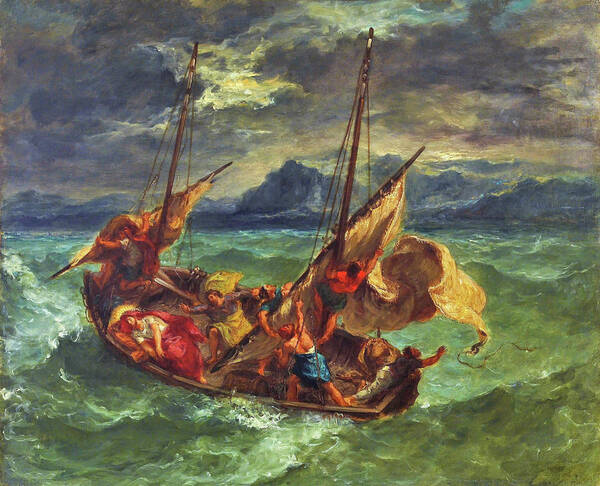 Christ On The Sea Of Galilee Poster featuring the painting Christ on the Sea of Galilee - Digital Remastered Edition by Eugene Delacroix