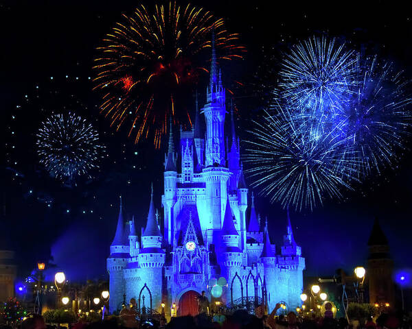 Magic Kingdom Poster featuring the photograph Cinderella Castle Fireworks by Mark Andrew Thomas