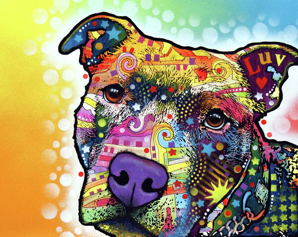 Contemplative Pitpups Poster featuring the mixed media Contemplative Pit by Dean Russo