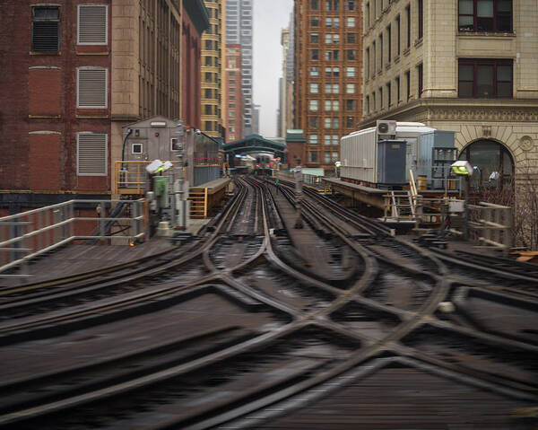 Chicago Elevated Train High-rise Poster featuring the photograph Crossroads by Laura Hedien