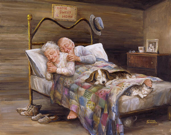 Elderly Couple Poster featuring the painting Dd_146 by Dianne Dengel