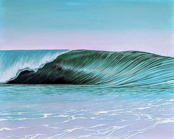 Surf Poster featuring the painting Deep Blue Barrel by William Love