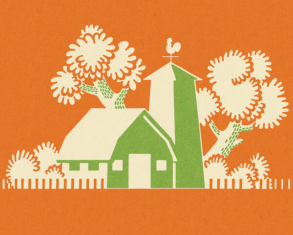 Agriculture Poster featuring the drawing Farmstead by CSA Images