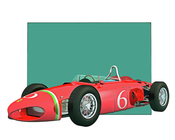 20th Poster featuring the digital art Ferrari 156 Shark Nose 1961 by Jan Keteleer