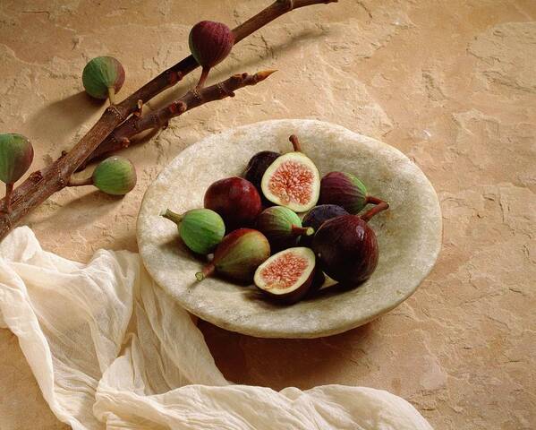 Healthy Eating Poster featuring the photograph Figs In Bowl by Jupiterimages