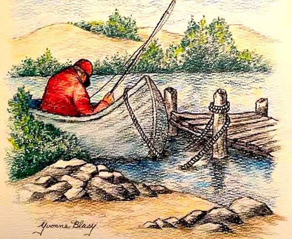 Fishing Poster featuring the drawing Fishing by Yvonne Blasy