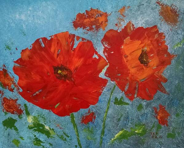 Poppy Flowers Poster featuring the painting Poppy Flowers by Helian Cornwell