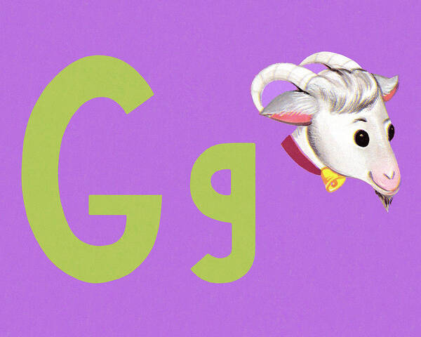 Alphabet Poster featuring the drawing G as in Goat by CSA Images
