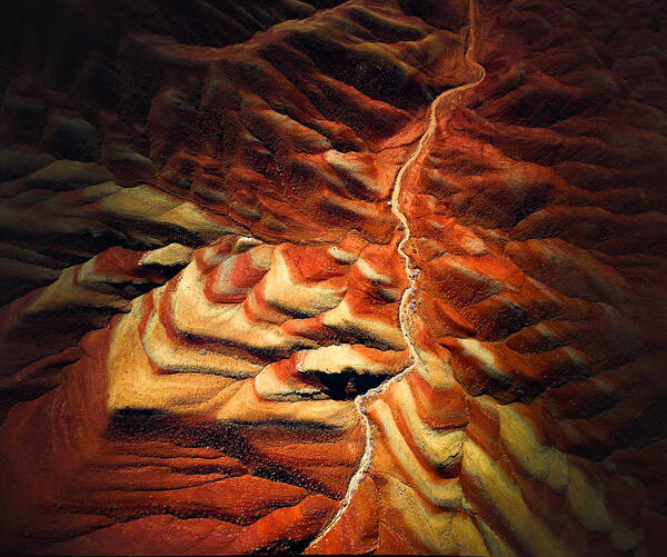 Drone Poster featuring the photograph Garmsar Colourful Hills by Majid Behzad