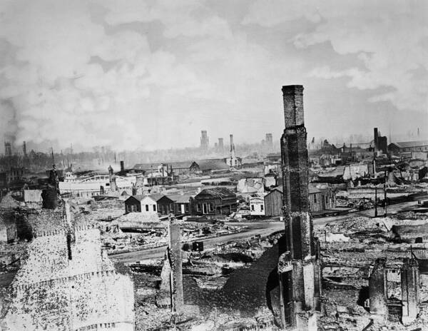 Rubble Poster featuring the photograph Great Chicago Fire by Archive Photos