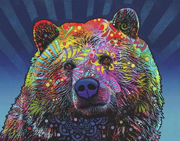 Grizz Poster featuring the mixed media Grizz by Dean Russo