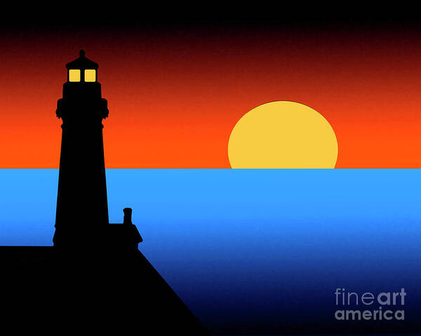 Lighthouse Poster featuring the digital art Guardian Lighthouse by Kirt Tisdale