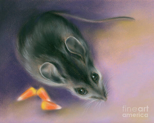 Animal Poster featuring the painting Halloween Mouse with Candy Corn by MM Anderson