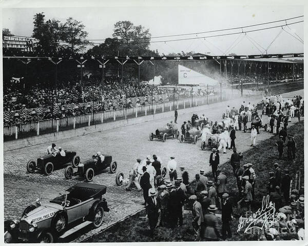 Crowd Of People Poster featuring the photograph Indianapolis Speedway Race by Bettmann