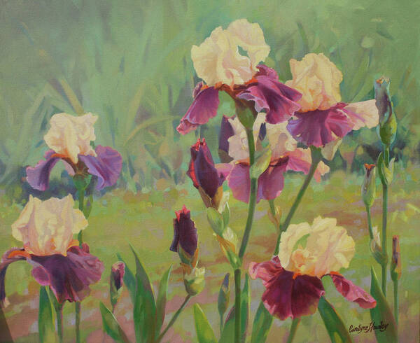 Flowers Poster featuring the painting Irises by Carolyne Hawley
