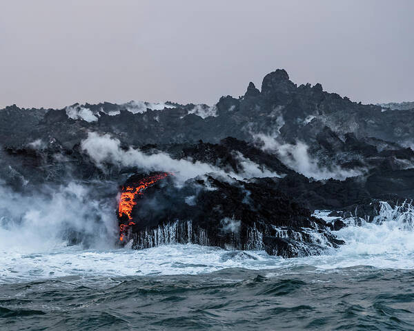 Lava Poster featuring the photograph Lava Entering the Sea II by William Dickman