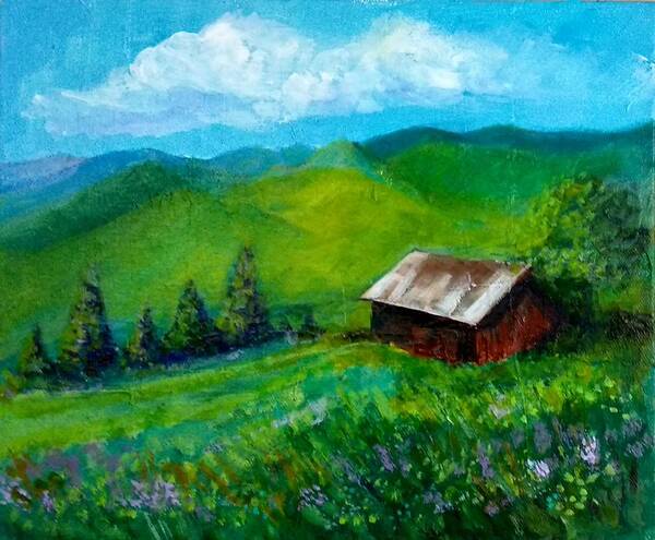 Switzerland Poster featuring the painting Lush Green by Asha Sudhaker Shenoy