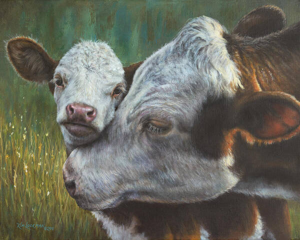 Cow Poster featuring the painting Mama's Boy by Kim Lockman