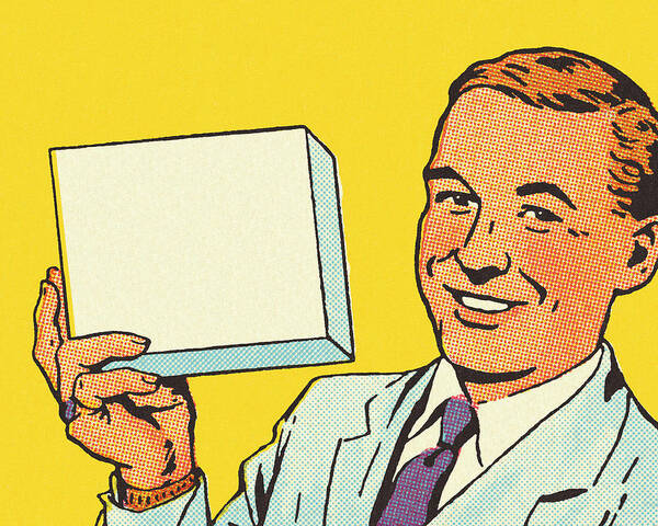 Ad Poster featuring the drawing Man Holding Up a Box by CSA Images