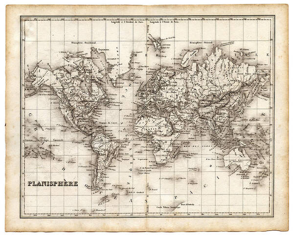 Oceania Poster featuring the digital art Map Of The World 1842 by Thepalmer