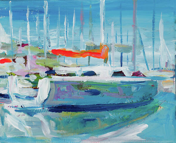 Marina Poster featuring the painting Marina Sailboats by Andy Beauchamp