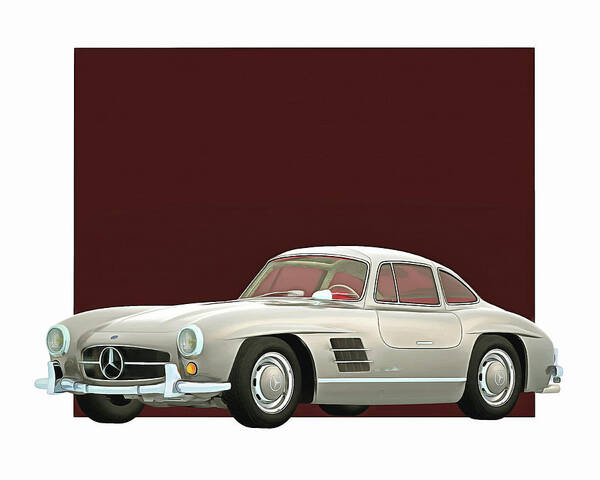 20th Poster featuring the digital art Mercedes 300SL Gullwings 1964 by Jan Keteleer