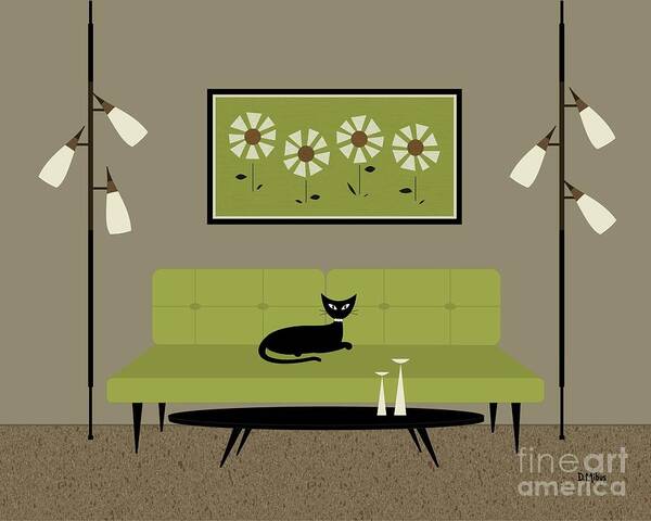 Mid Century Modern Poster featuring the digital art Mid Century Modern Daisies by Donna Mibus