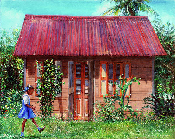 Caribbean Art Poster featuring the painting Miss Sylvian's House by Jonathan Gladding