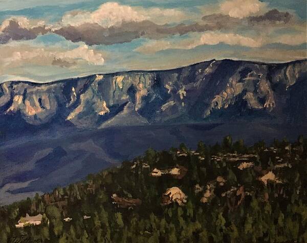 Mogollon Rim Poster featuring the painting Mogollon Rim, from Airport Road in Payson by Julie Wittwer