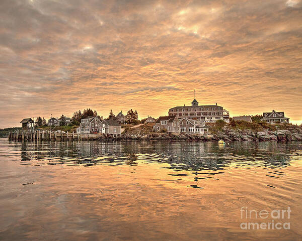Maine Poster featuring the photograph Monhegan Sunrise - Harbor View by Tom Cameron