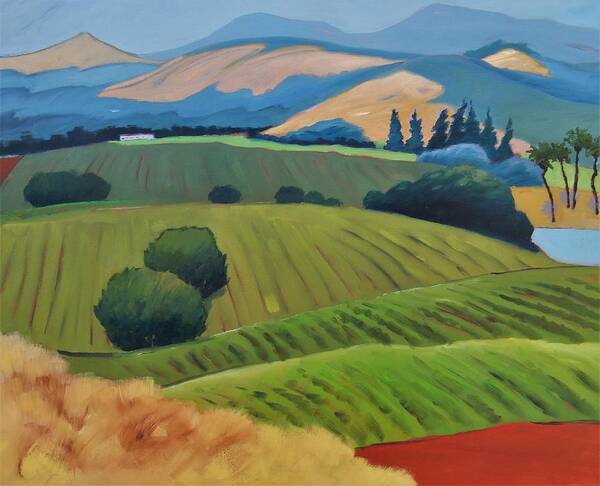 Napa Poster featuring the painting Napa with mo paint and mo trees by Gary Coleman