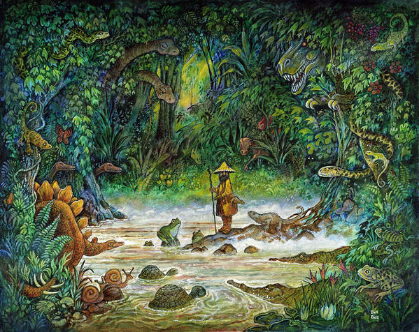 Noah And The Swamp Things Poster featuring the painting Noah And The Swamp Things by Bill Bell