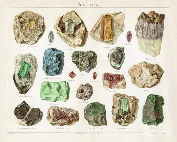Engraving Poster featuring the digital art Noble Stones Chromolithograph 1895 by Thepalmer