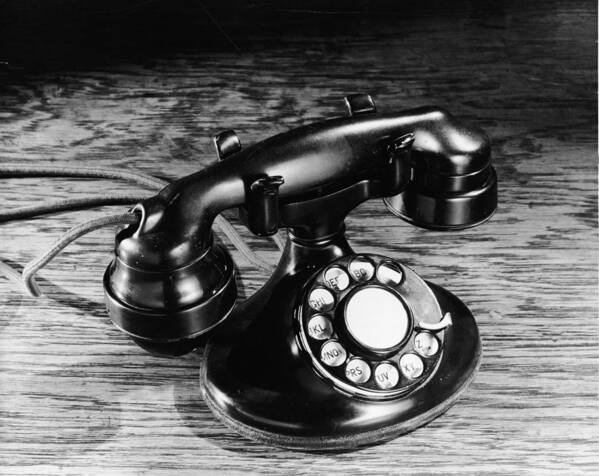 People Poster featuring the photograph Old-fashioned Black Rotary Telephone by Frederic Lewis
