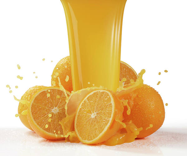 White Background Poster featuring the photograph Oranges And Orange Juice by Jack Andersen