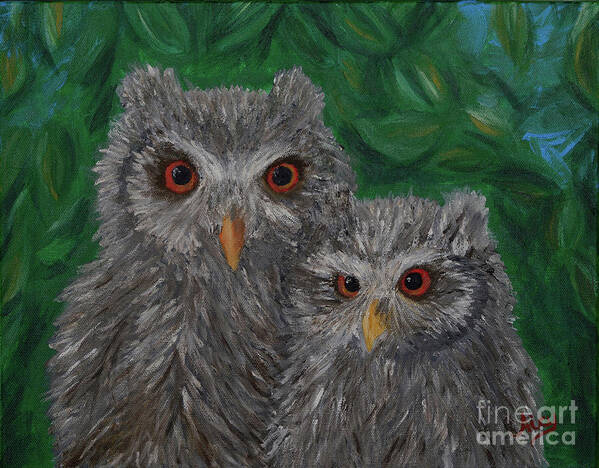 Owls Poster featuring the painting Owls Eyes by Aicy Karbstein