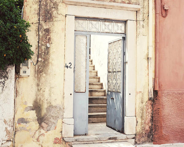 Greece Poster featuring the photograph Pastel Doorway by Lupen Grainne