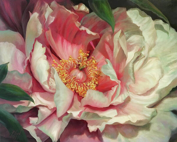 Flowers Poster featuring the painting Pink Peonie by Lynne Pittard