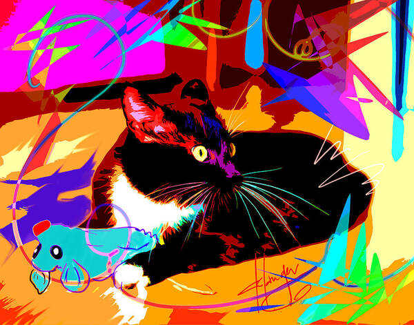 Dizzycats Poster featuring the painting pOp Cat and Mouse by DC Langer