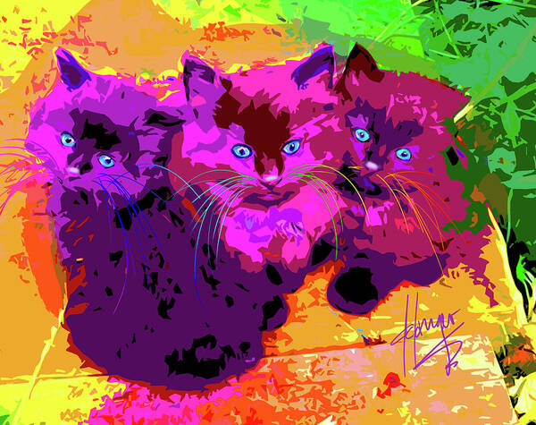 Three Musketeers Poster featuring the painting pOpCats The Three MusCATteers by DC Langer