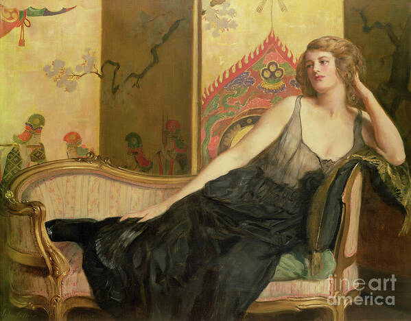 Interior Poster featuring the painting Reclining Woman by John Collier