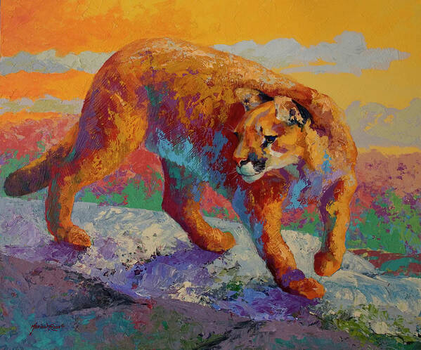 Ridge Cougar Poster featuring the painting Ridge Cougar by Marion Rose